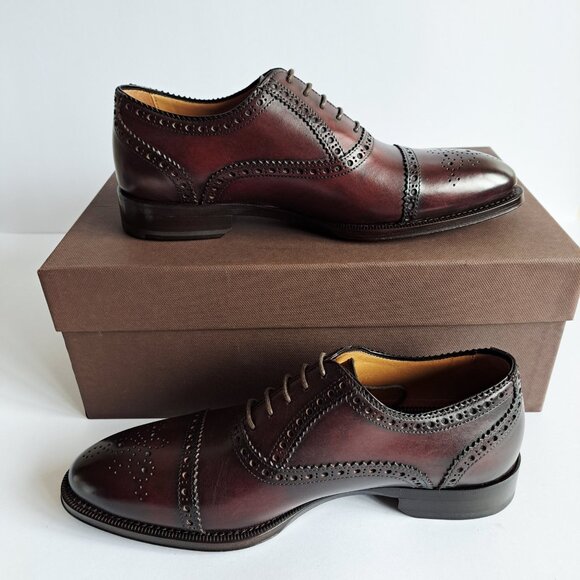 NEW Di Bianco Mens Burgundy Oxfords & Lace Ups Brogue Shoes Size 6.5 main image 3